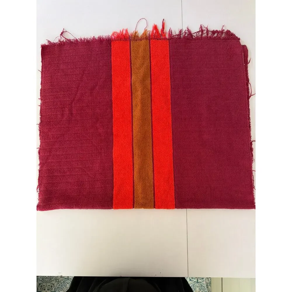 Vintage Yves Saint Laurent Fieldcrest Bath Towel Red Retro 1970s MCM Terry Cloth